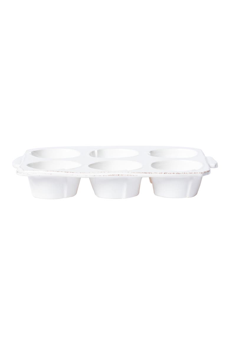 Lastra Stoneware Muffin Tray, Main, color, WHITE