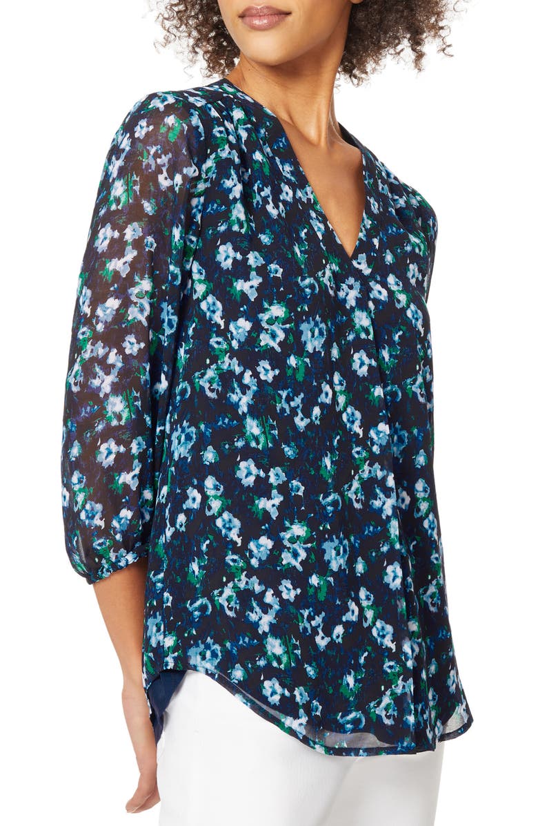 Jones New York Floral V-Neck Tunic Blouse, Alternate, color, 