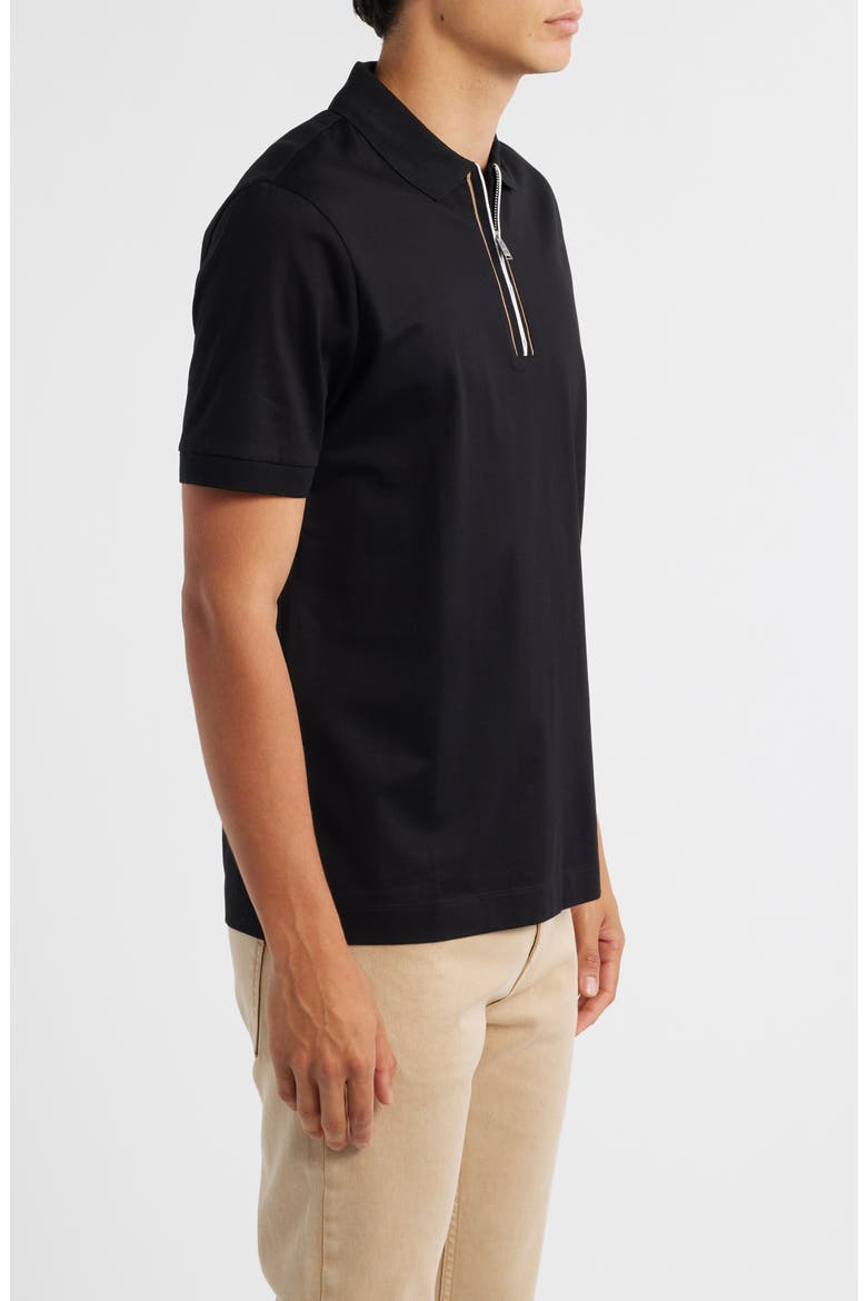 Paras Quarter Zip Cotton Polo, Alternate, color, BLACK