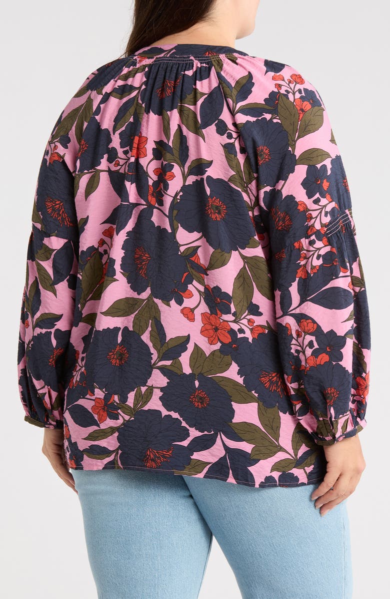Caslon<sup>®</sup> Floral Long Sleeve Popover Top, Alternate, color, Pink- Navy Garden Floral