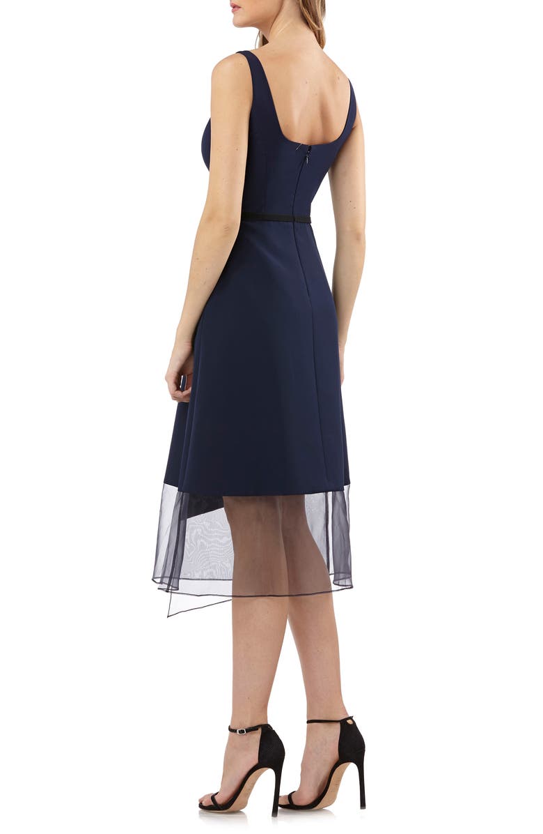 Kay Unger Organza Overlay Tea Length Dress, Alternate, color,