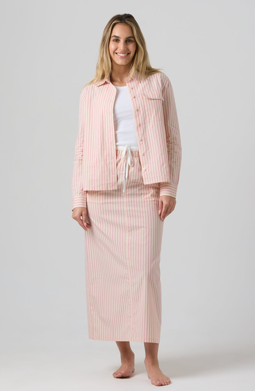 Shop By Tess Collection Alex Blouse In Pink Pinstripe