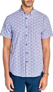 Brooklyn Brigade Slim Fit Mini Floral Stem Recycled 4-Way Stretch Performance Short Sleeve Shirt