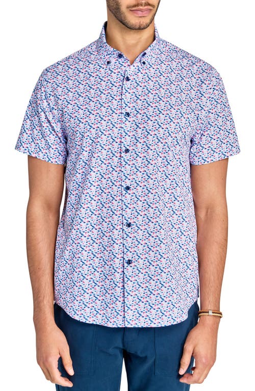 Brooklyn Brigade Mini Floral Stem Woven Short Sleeve Shirt In Multi