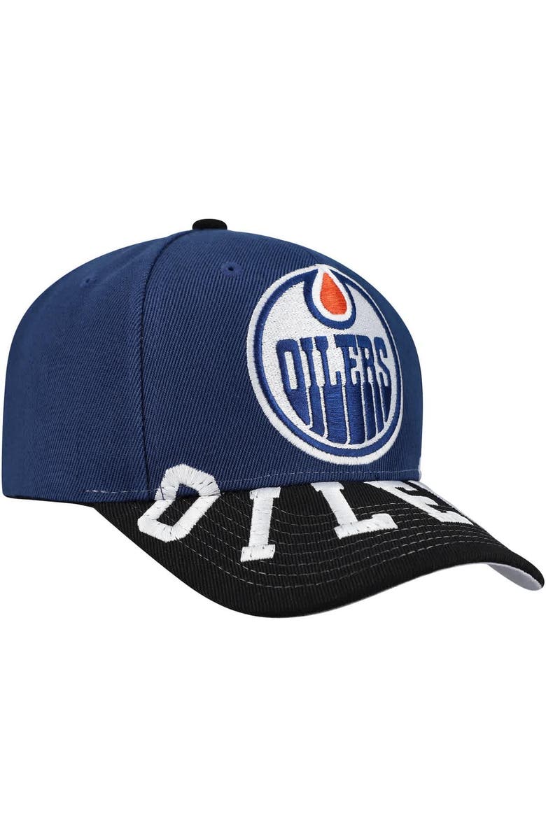 Mitchell & Ness Men's Mitchell & Ness Navy/Black Edmonton Oilers Underarch Two-Tone Pro Crown Snapback Hat, Alternate, color, 
