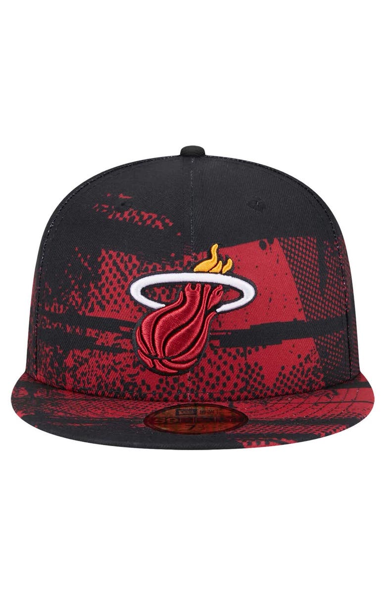 New Era Men's New Era Black Miami Heat Tip-Off 59FIFTY Fitted Hat, Alternate, color, Black