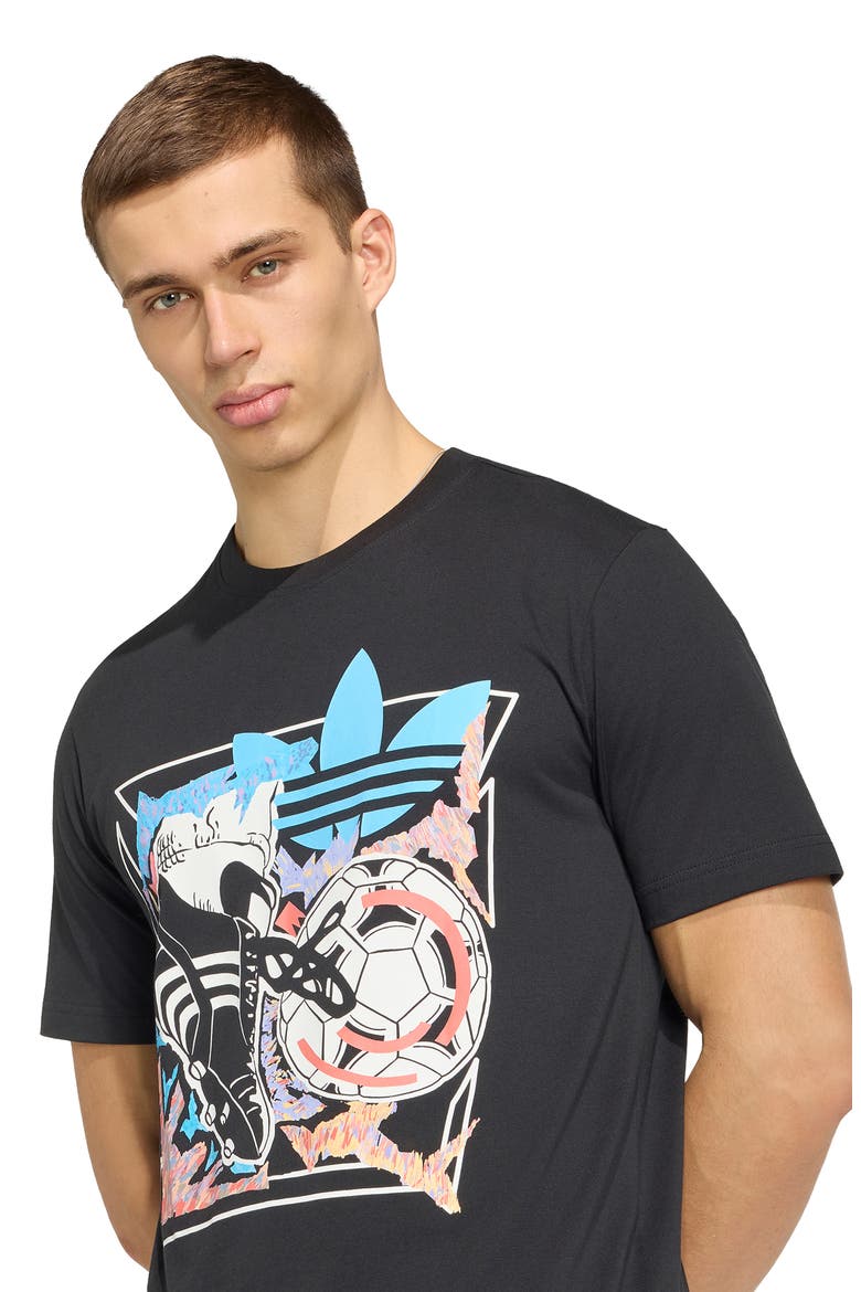 Anime Soccer Cotton Graphic T-Shirt, Alternate, color, BLACK/ /