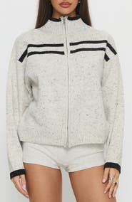 Princess Polly Overstayed Stripe Knit Jacket