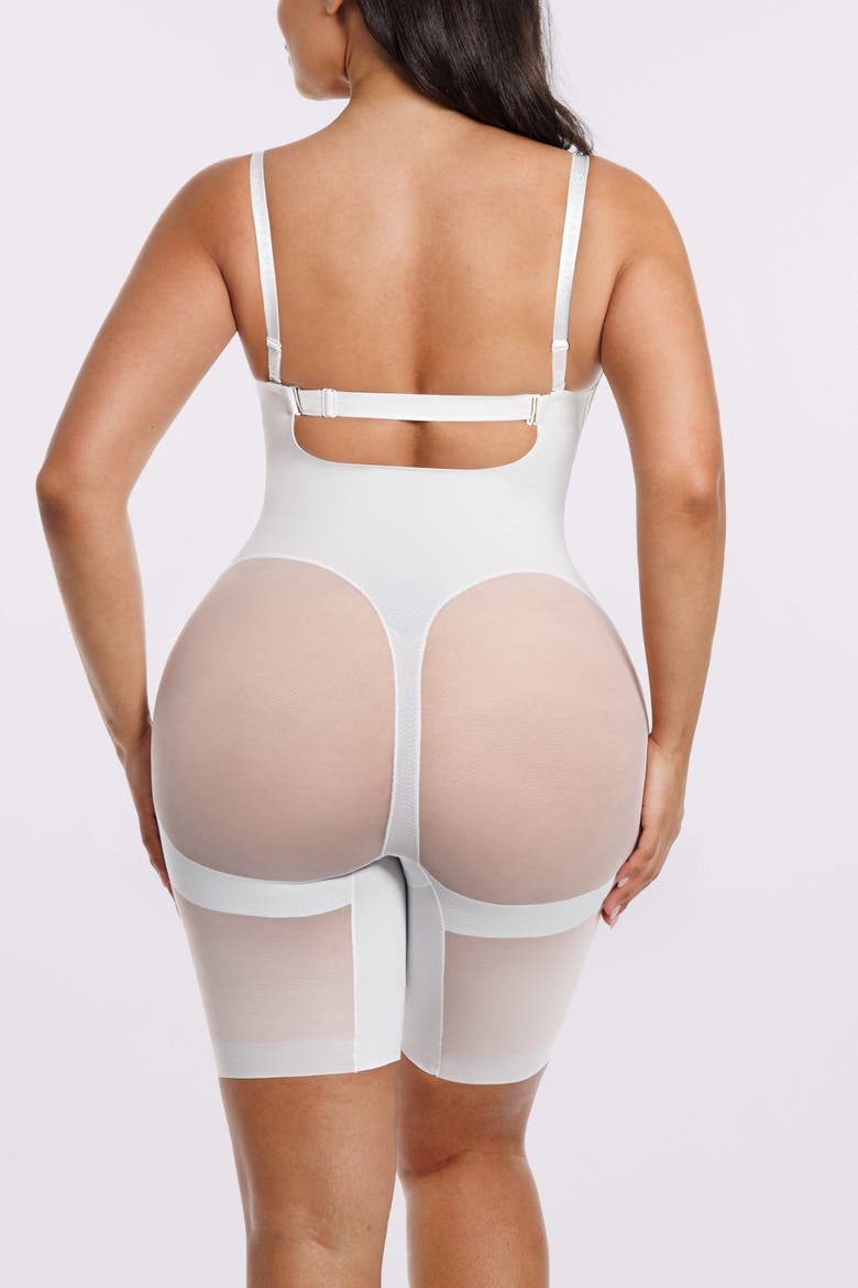 Women Body Shaper Low Back Mid-Thigh Bodysuit, Alternate, color, White