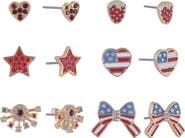 Hallmark 6 pack Americana Theme Stud Earring Set