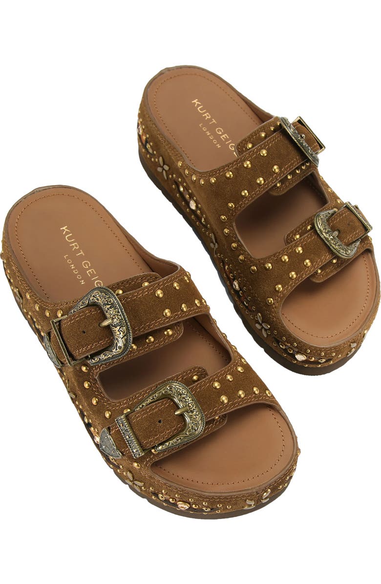 Kurt Geiger London <p>Western Buckle Leather Flatform Slide Sandal (Women)</p>, Alternate, color, Brown