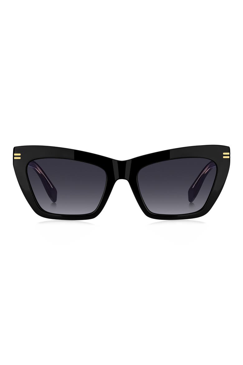 54mm Gradient Rectangular Sunglasses, Main, color, BLACK CRYSTAL/ DARK GREY SF