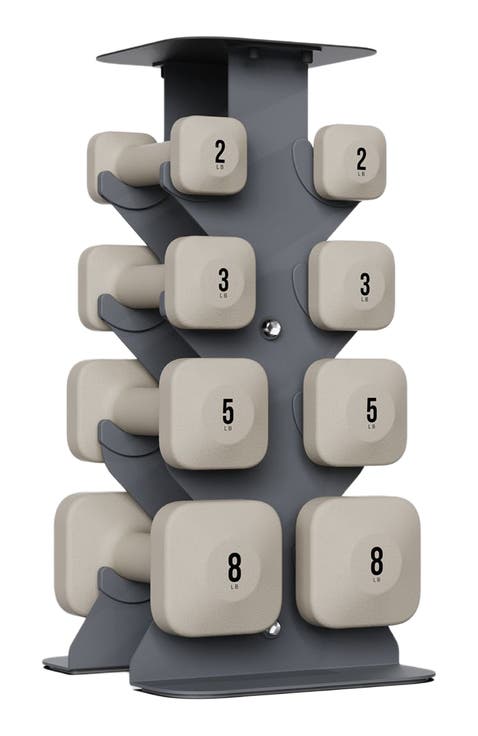 SafeGrip Dumbbells Lower Set with Dark Rack - 2, 3, 5, 8 lbs