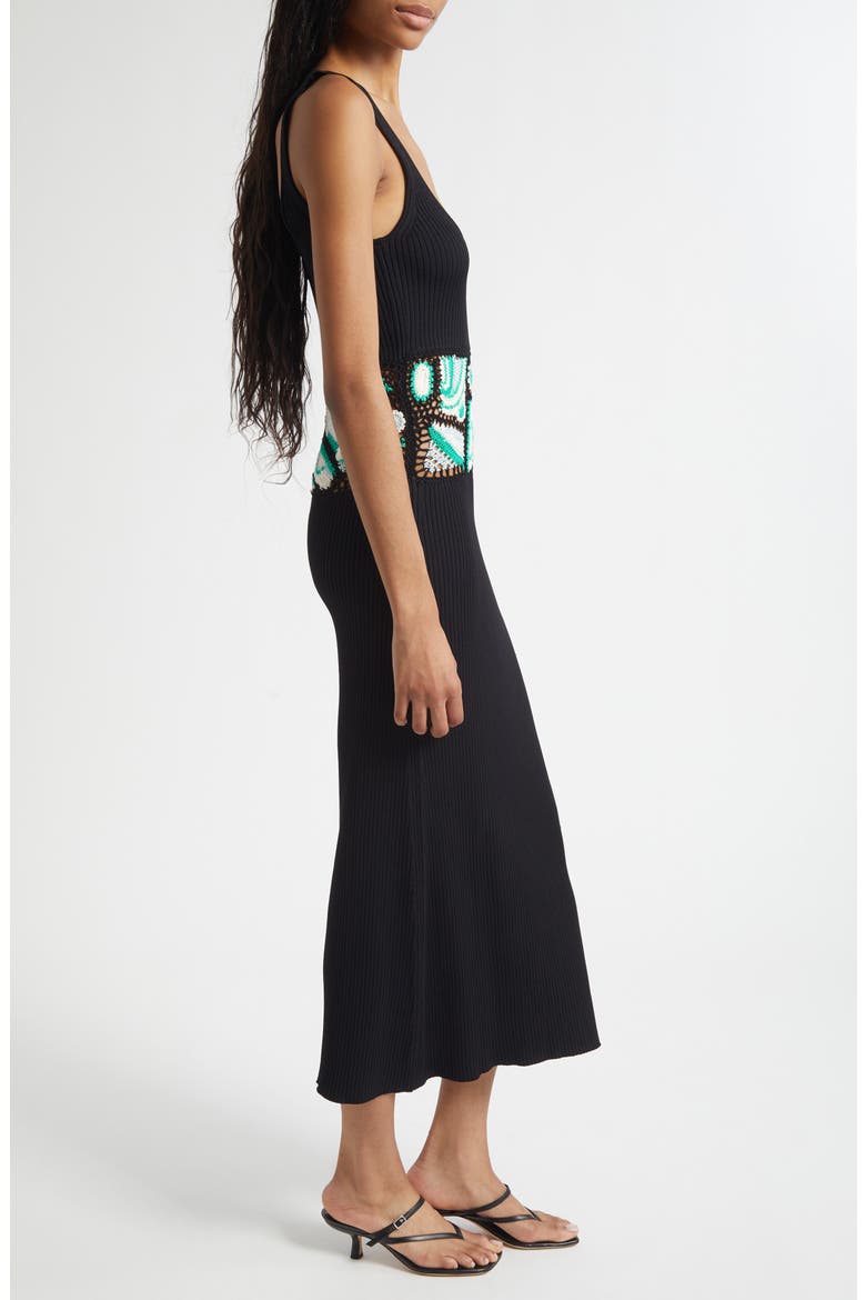 Fiana Sleeveless Knit Dress, Alternate, color, BLACK/ BRIGHT PALM CROCHET