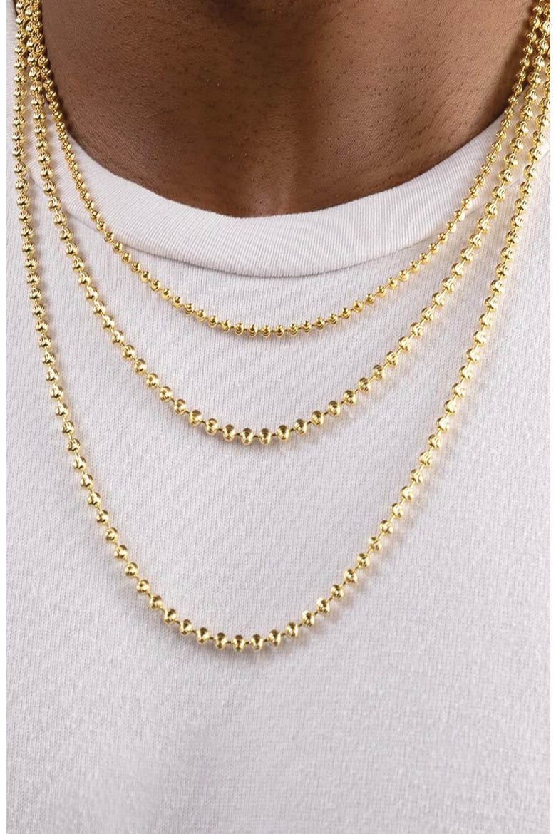Gold Plated Sterling Silver Moon Ball Chain Necklace, Alternate, color, GOLD