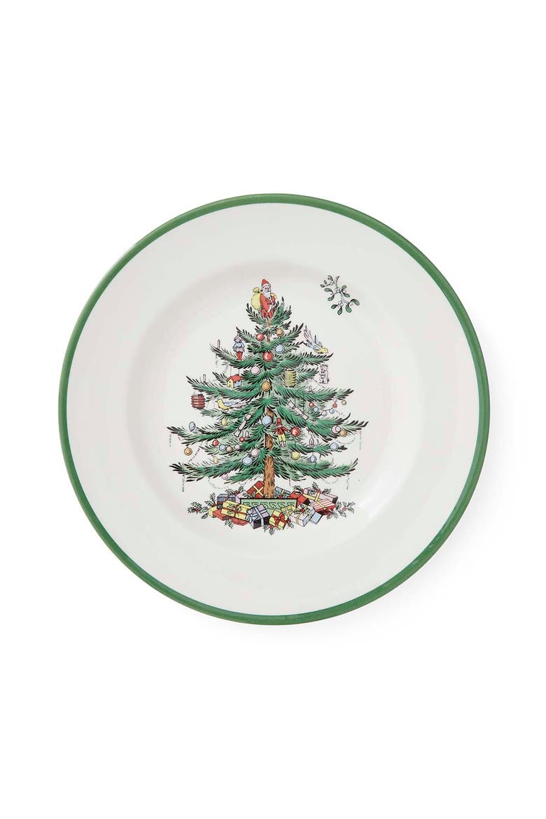 Christmas Tree 10.5" Dinner Plate, Main, color, Green