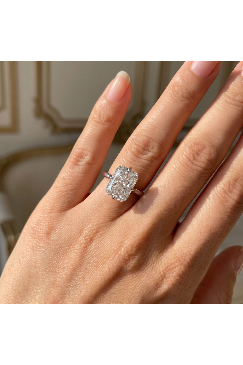 Certified 11Ct Radiant Diamond Solitaire Engagement Ring 14k Gold/Pt Lab Grown, Alternate, color, 14k White Gold