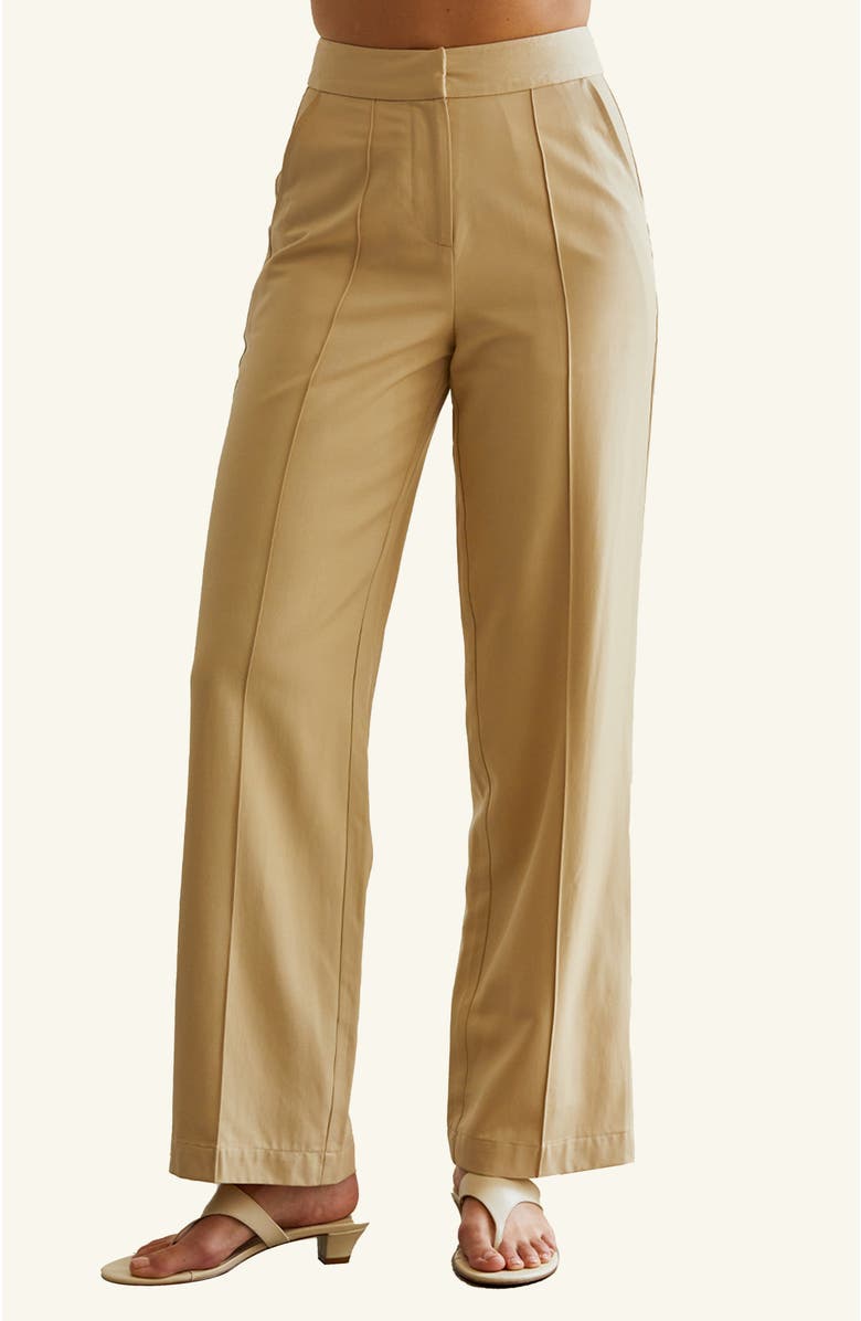 CRESCENT Pleated Trousers, Main, color, Custard