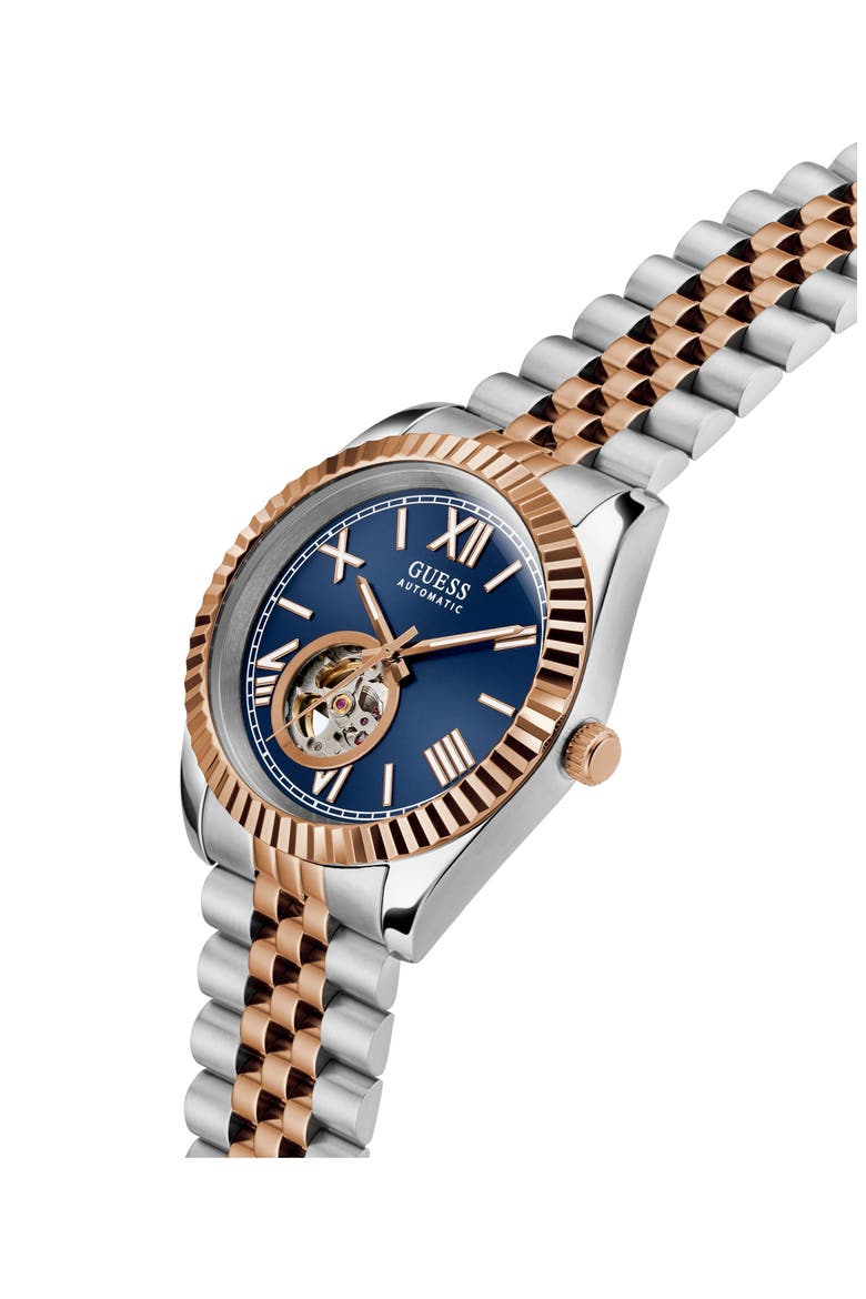 Open Heart Two-Tone Automatic Bracelet Watch, 42mm, Alternate, color, 2-TONE/ BLUE
