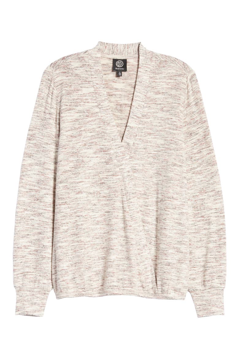 Cozy Space Dye Surplice Knit Top, Alternate, color, ROSE SPACEDYE