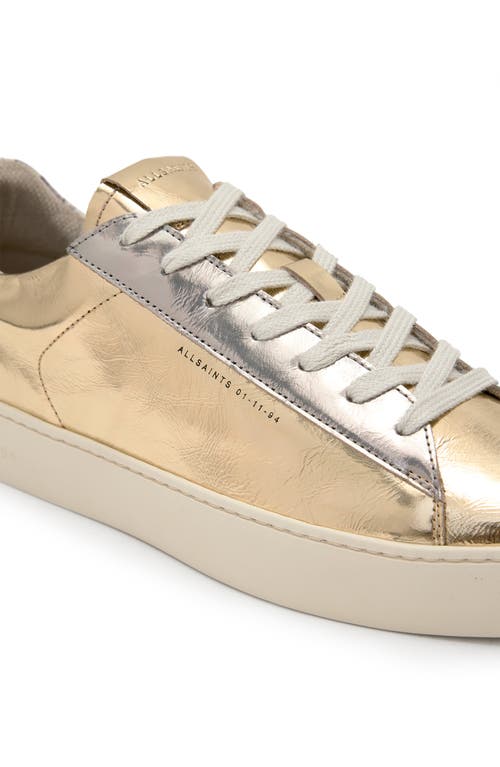 Allsaints Womens Shana Metallic Leather Low-top Trainers In Gold/silver