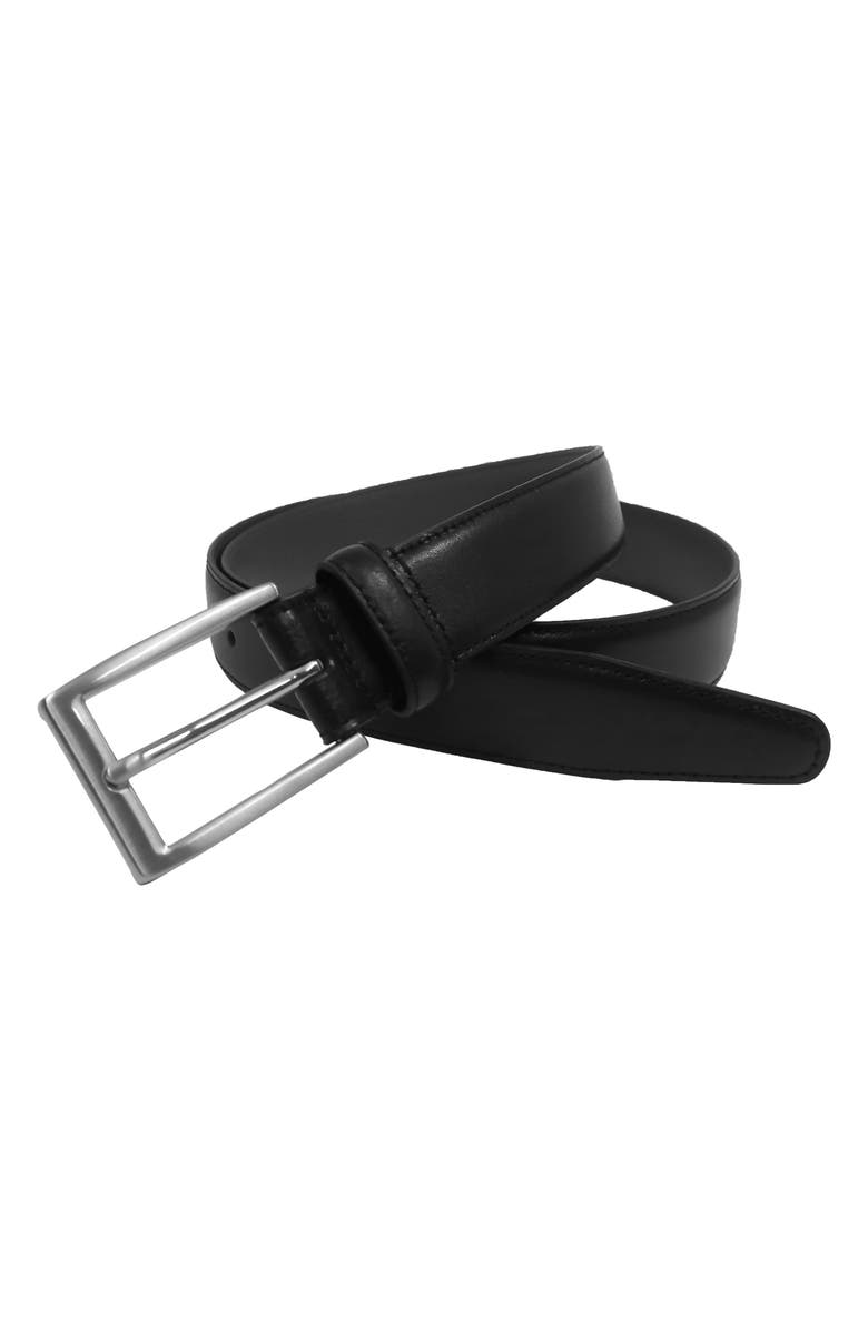 Brooks Brothers Stitched Leather Belt, Alternate, color, Black