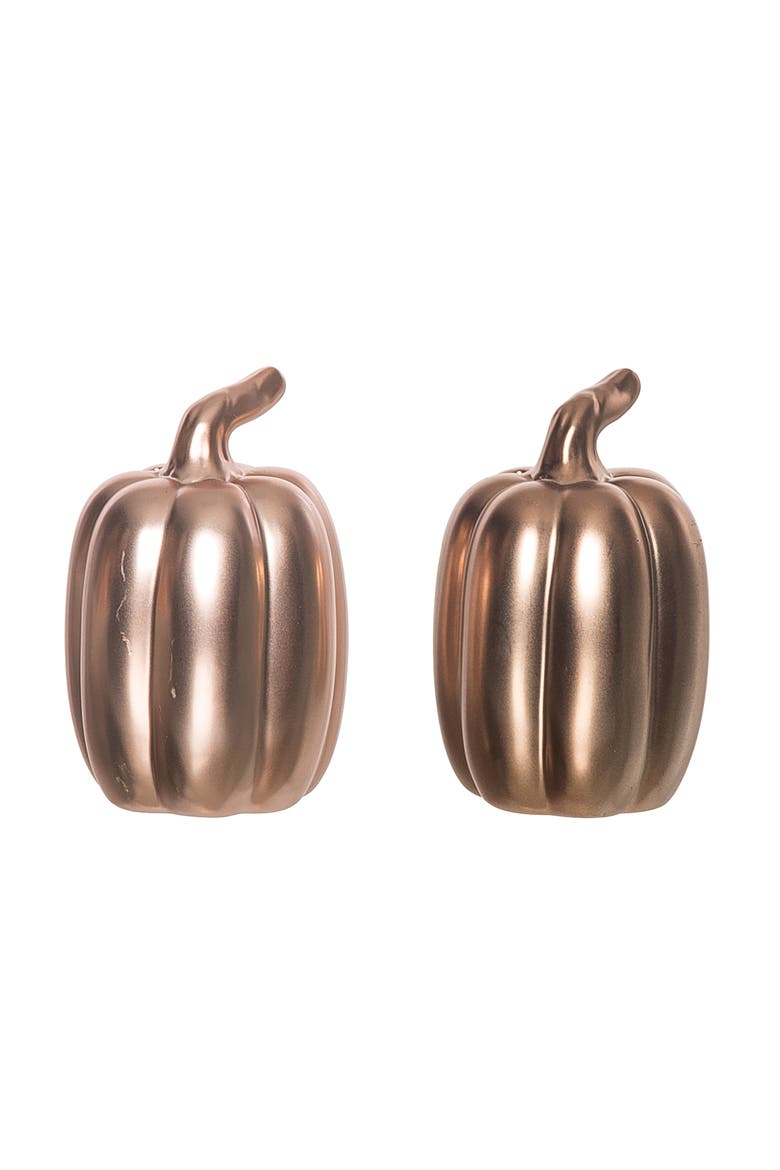 Gold Harvest Pumpkins Salt and Pepper Shakers, Alternate, color, Gold