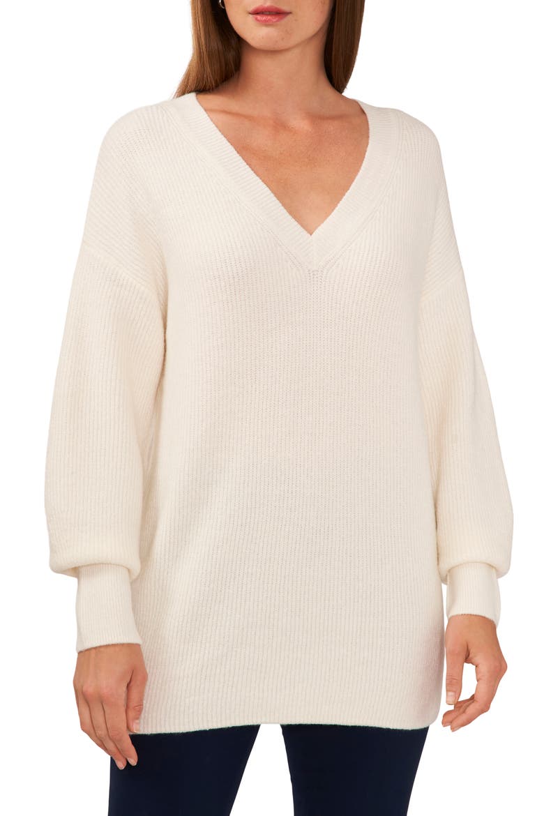 V-Neck Tunic Sweater, Main, color, ARCTIC WOLF