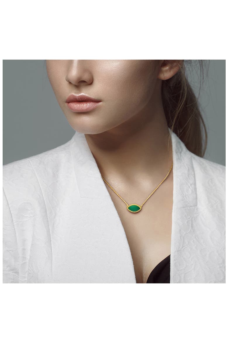 Marquise Emerald Cabochon Pendant Necklace, Alternate, color, GREEN