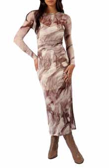 Petal & Pup Adrianna Long Sleeve Mesh Maxi Dress
