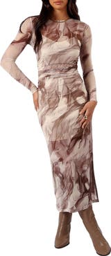Petal & Pup Adrianna Long Sleeve Mesh Maxi Dress