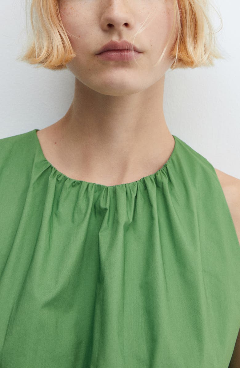 MANGO Gathered Tie Back Cotton Midi Dress, Alternate, color,