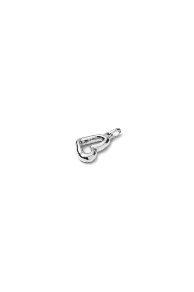 Sterling Silver Plated Charm with Large Heart Shape, Alternate, color, Silver