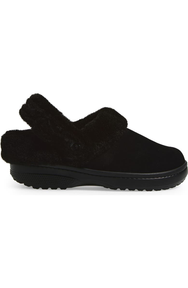 CROCS Unfurgettable Faux Suede & Faux Fur Clog, Alternate, color, Black