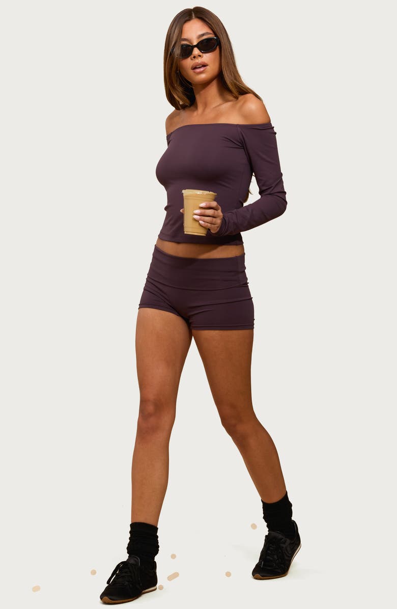 EDIKTED Tezia Off the Shoulder Long Sleeve Crop Top, Alternate, color, 