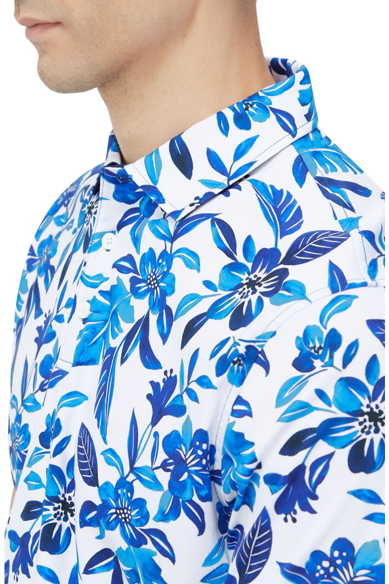 Hendrix Digital Floral Print Pima Cotton Polo, Alternate, color, CLASSIC BLUE