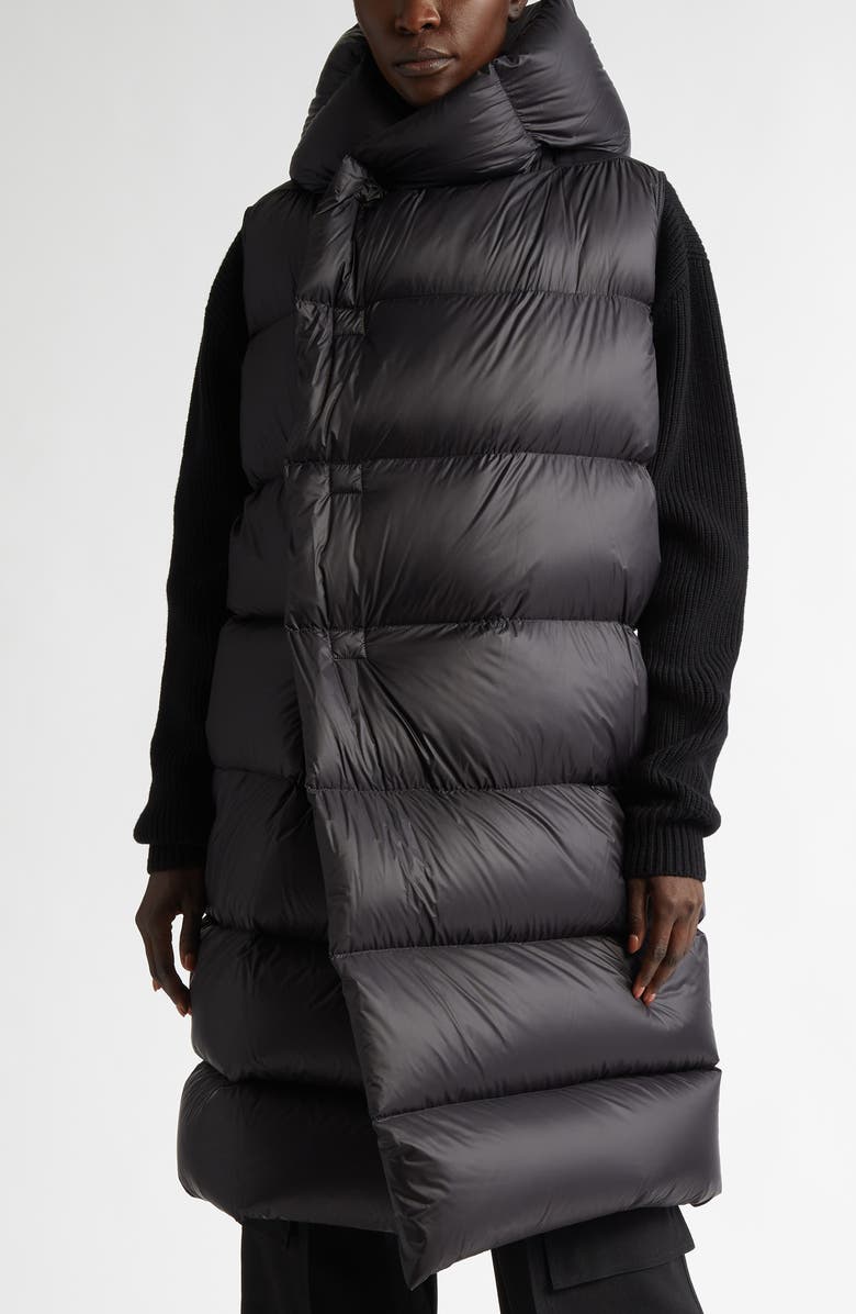 Rick Owens Hooded Nylon Down Puffer Vest, Main, color, 