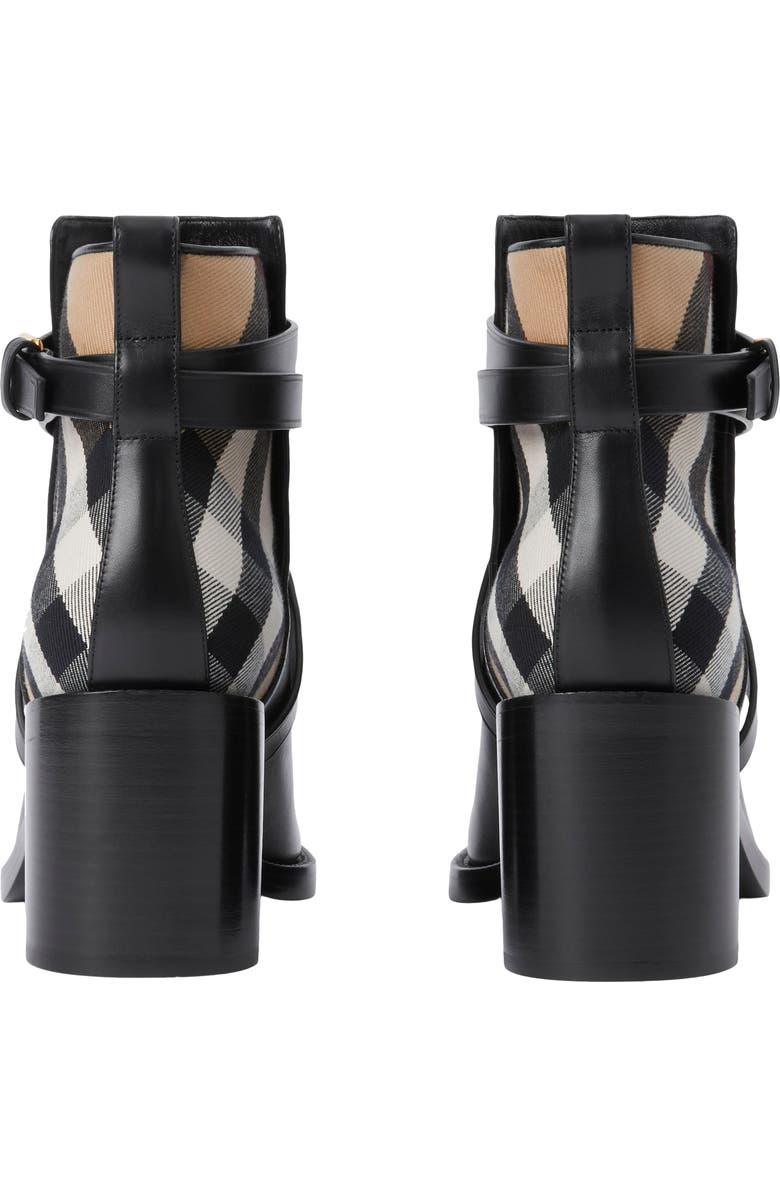 Burberry Pryle Check Block Heel Bootie, Alternate, color, Black-Archive Beige
