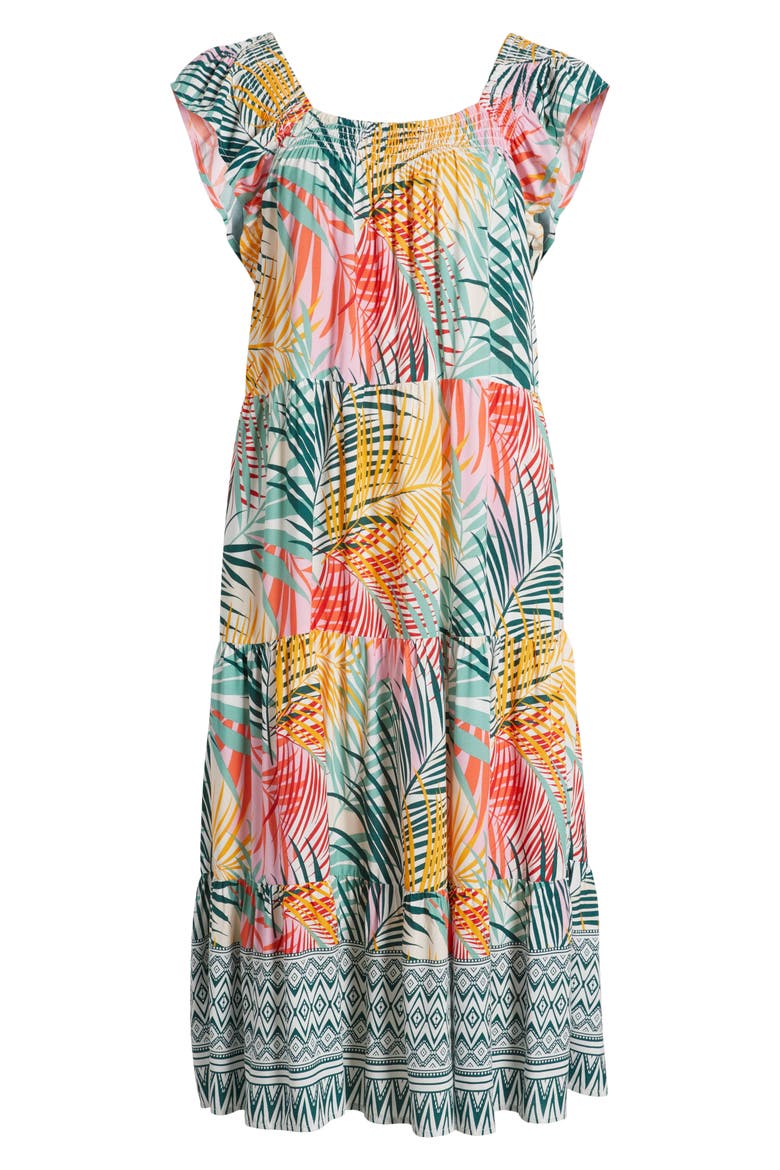 Eloise Flutter Sleeve Smocked Detail Sundress, Alternate, color, GREEN HERON
