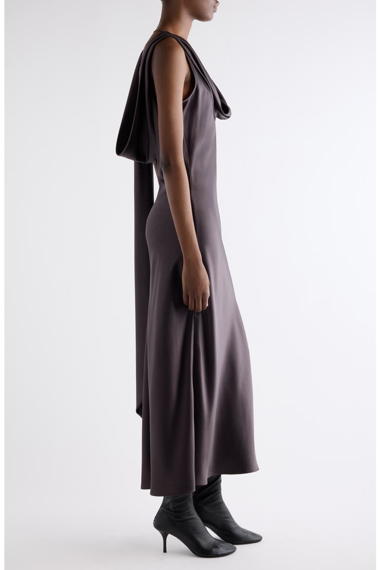 Dotti Cowl Neck Silk Satin Scarf Slipdress, Alternate, color, GRAPHITE GREY