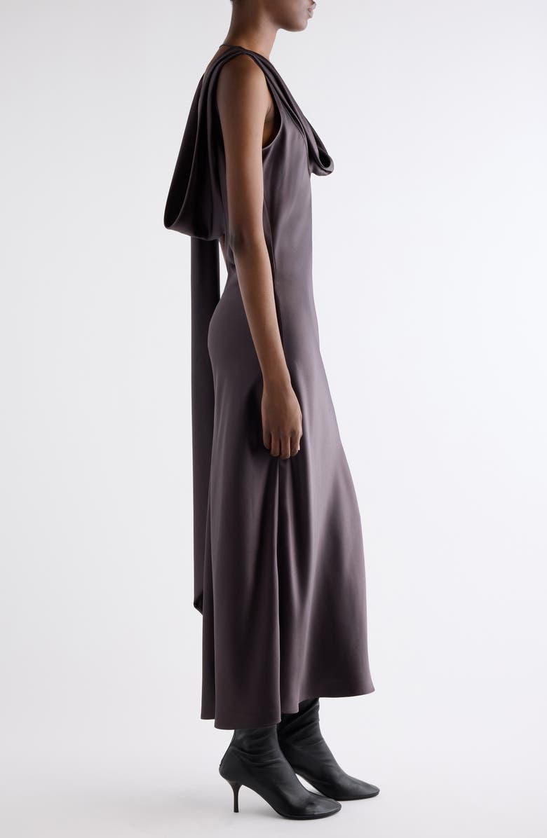 Acne Studios Dotti Cowl Neck Silk Satin Scarf Slipdress, Alternate, color, Graphite Grey