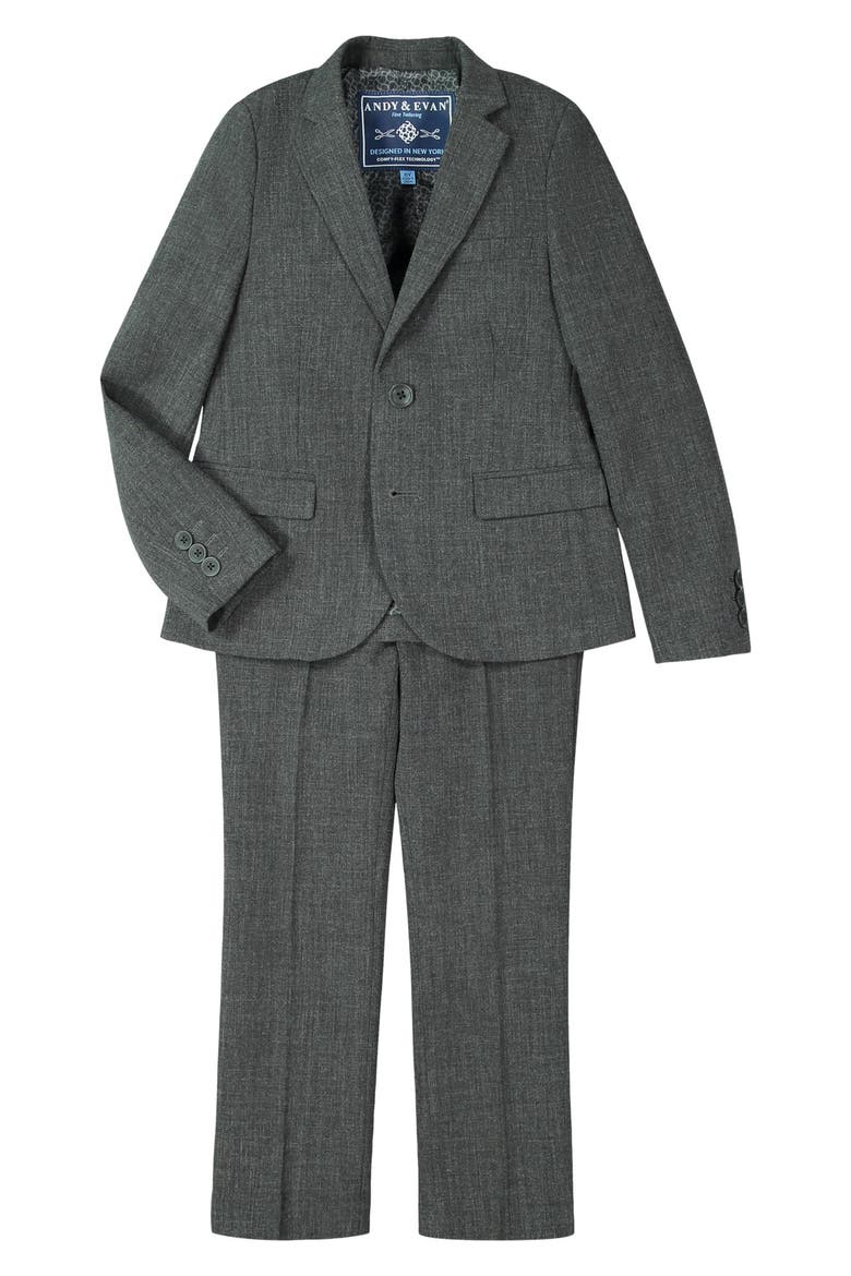 Kids' Solid Stretch Two-Piece Suit, Main, color, GREY
