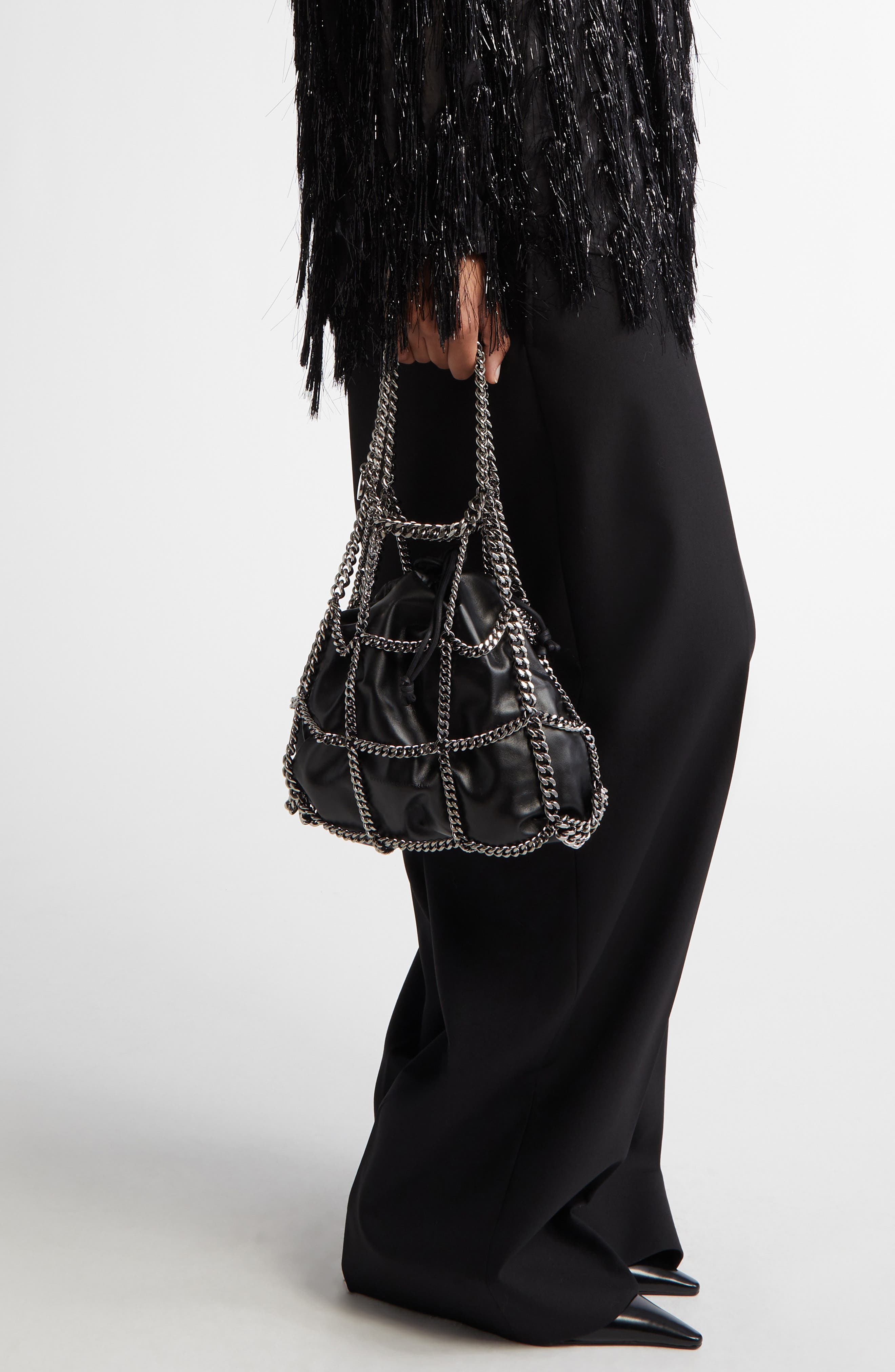 Stella McCartney Mini Falabella Chain Cage Tote, Alternate, color, 