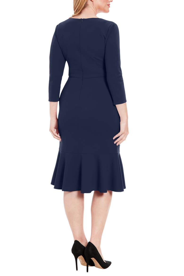 Side Twist Scuba Sheath Dress, Alternate, color, NAVY