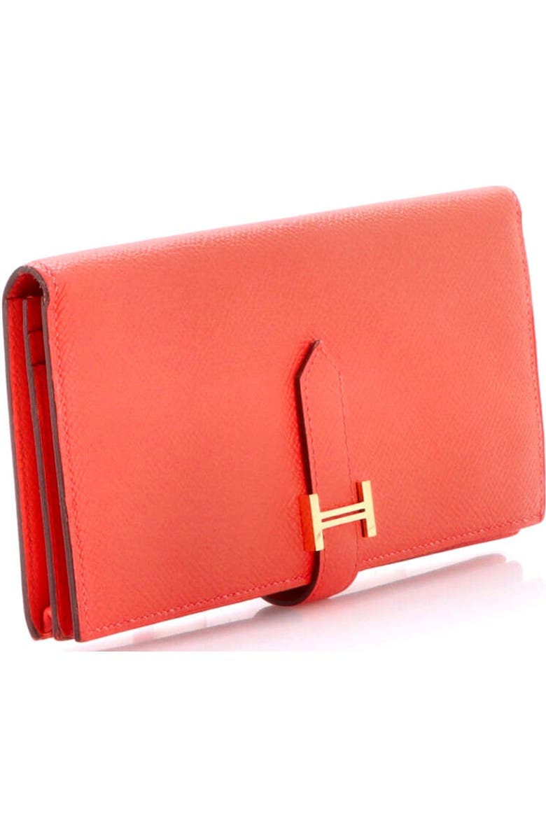 Pre-Owned Hermes Bearn Wallet Epsom Long, Alternate, color, Rouge Pivoine