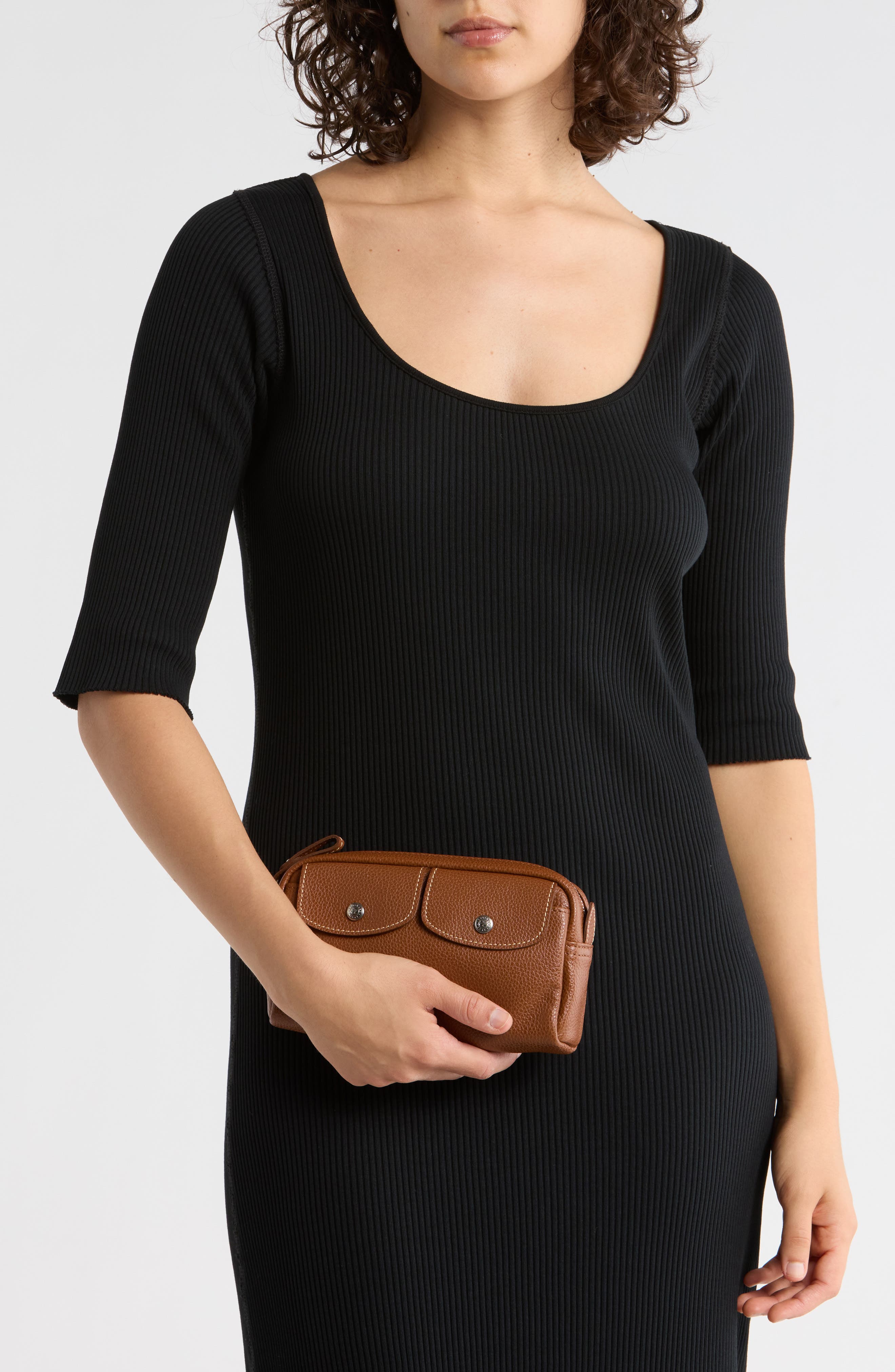 Longchamp Wide Cosmetic Case, Alternate, color, 