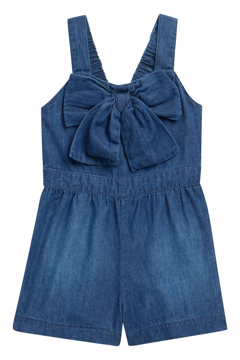 Bow Front Romper, Main, color, DENIM
