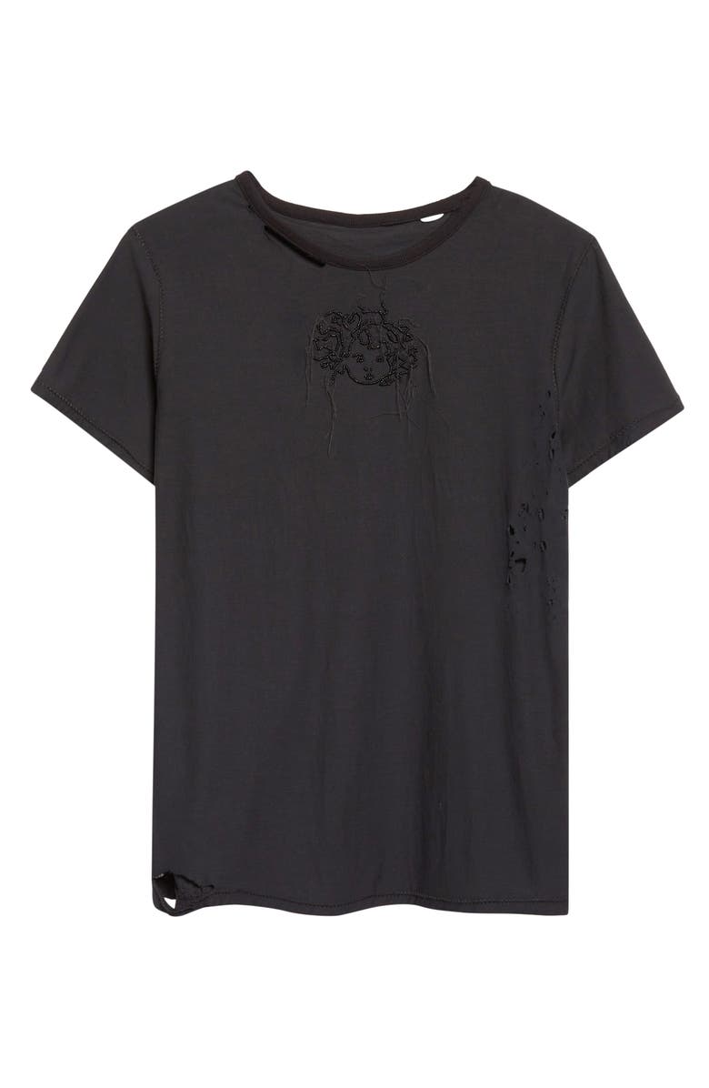 Meruert Tolegen Beaded Merrow Stitch Jersey T-Shirt, Alternate, color, Black