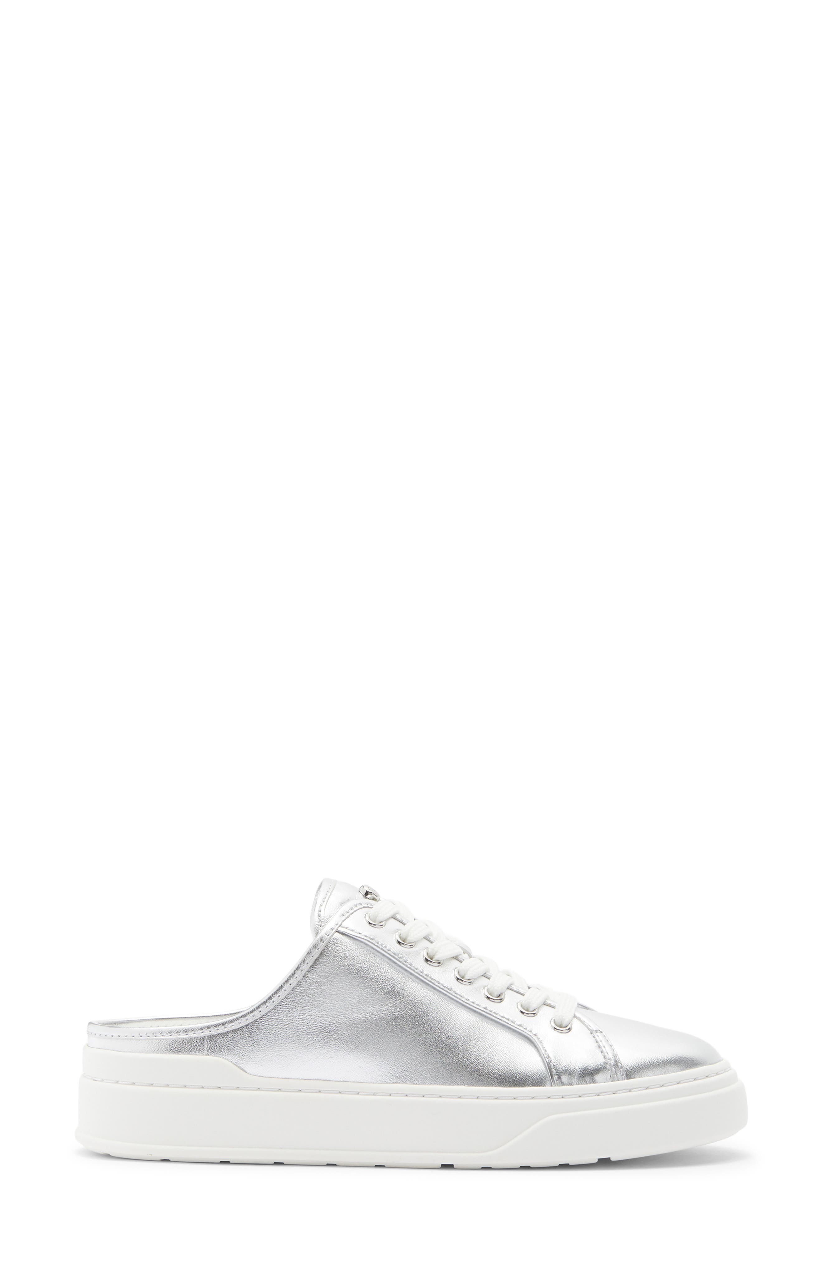 Stuart Weitzman Skater Mule Sneaker, Alternate, color, Silver