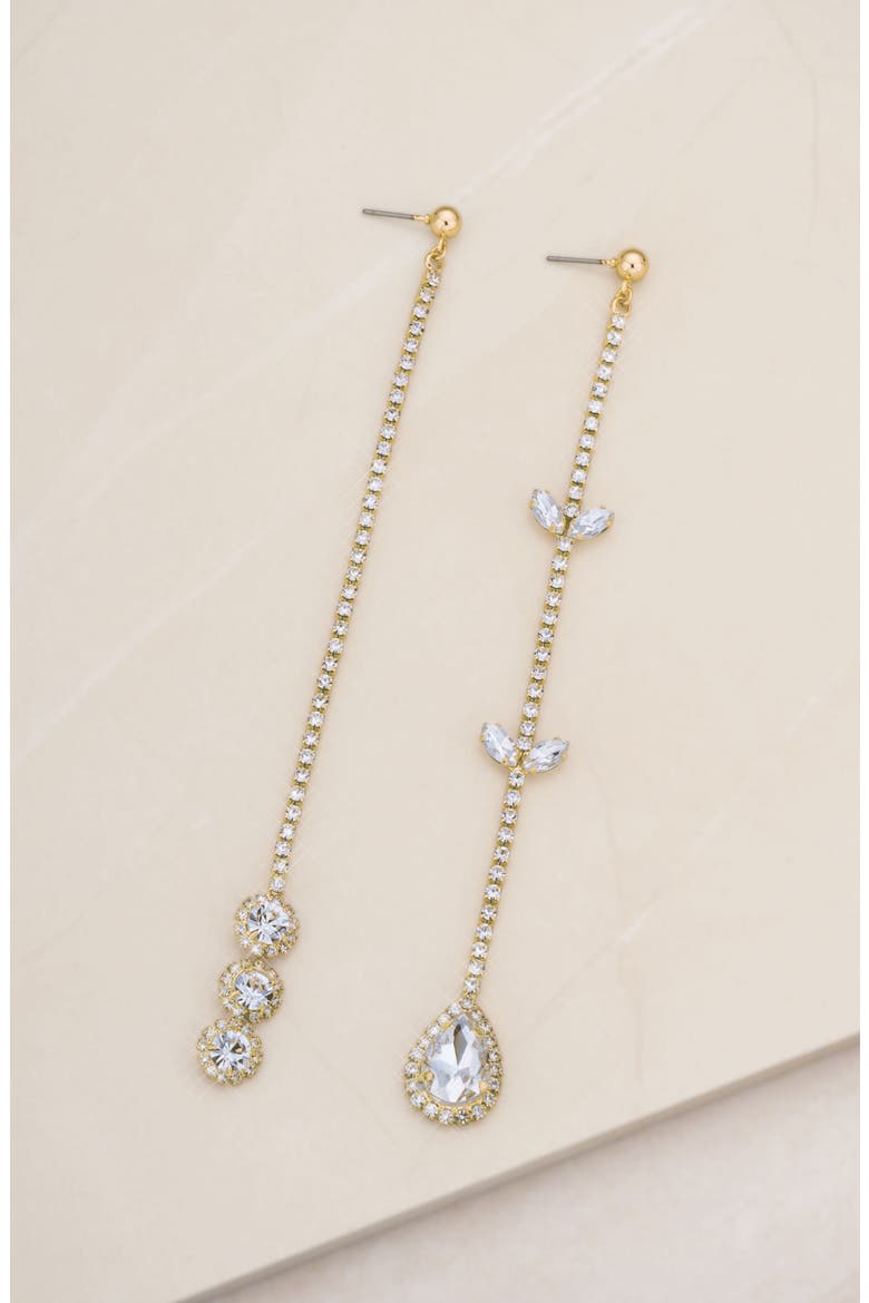 Crystal Mismatched Drop Earrings, Alternate, color, GOLD